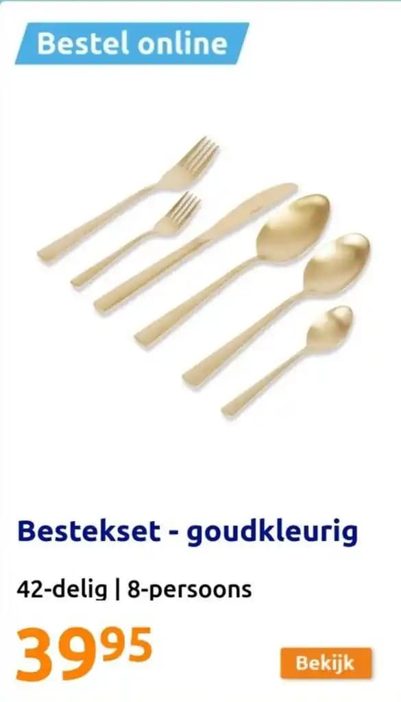 Bestekset - goudkleurig 42-delig | 8-persoons