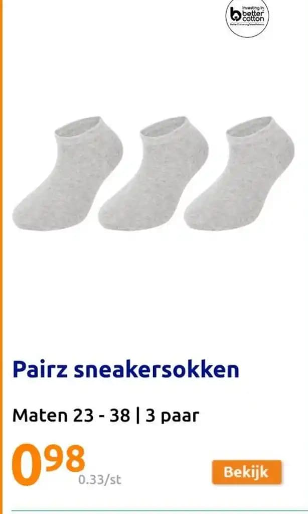 Pairz sneakersokken Maten 23- 38 | 3 paar