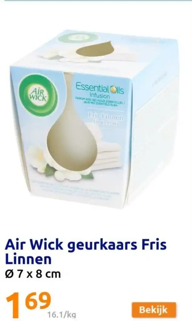 Air Wick geurkaars Fris Linnen Ø 7 x 8 cm