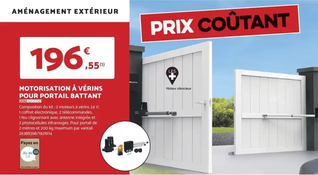 MOTORISATION À VÉRINS POUR PORTAIL BATTANT