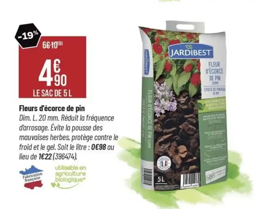 Fleurs d'écorce de pin Dim. L. 20 mm