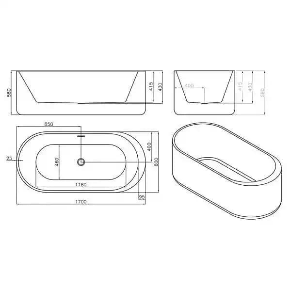 Baignoire îlot Piave Black