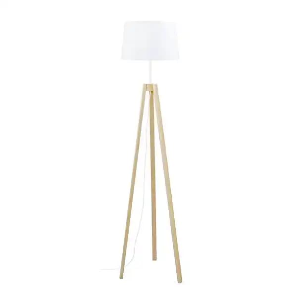 Lampadaire TOSEL VIBORG A tissu naturel,blanc D 40 x H 155 cm