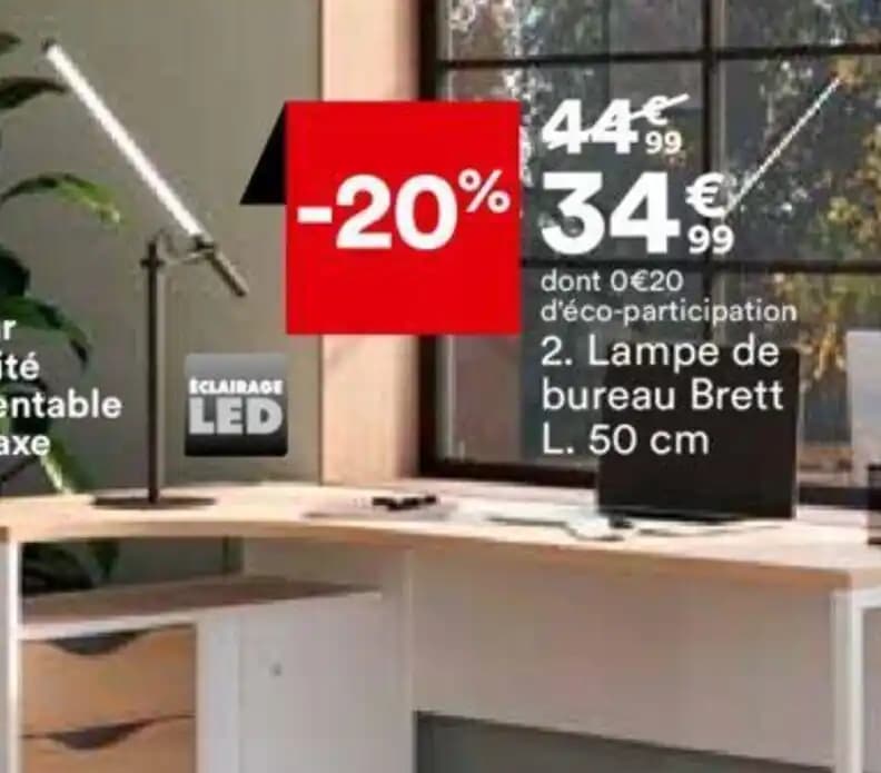 Lampe de bureau Brett L. 50 cm