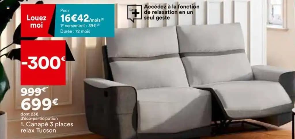 Canapé 3 places relax Tucson