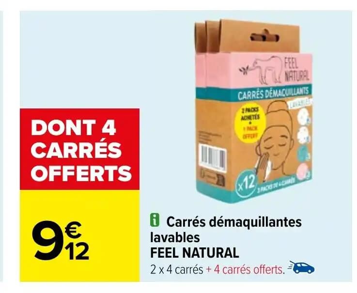 FEEL NATURAL Carrés démaquillantes lavables