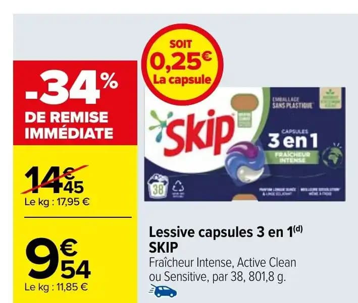 Lessive capsules 3 en 1(d) SKIP