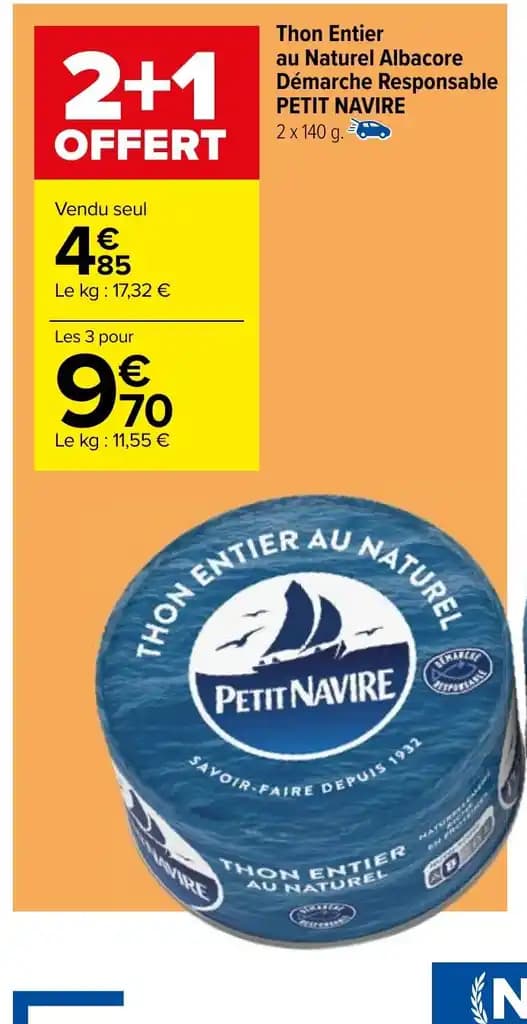 Thon Entier au Naturel Albacore Démarche Responsable PETIT NAVIRE