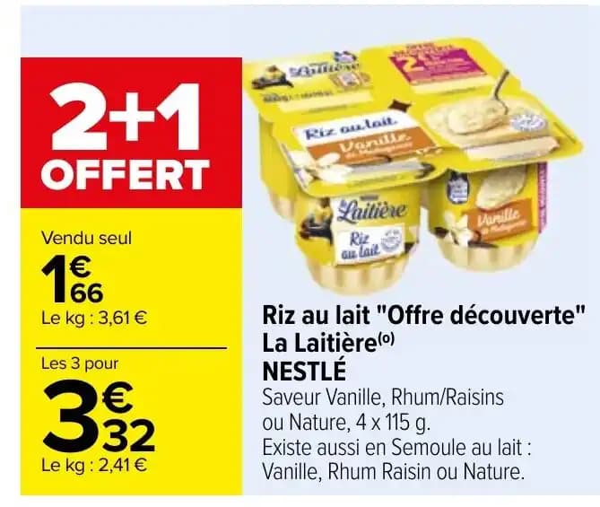 Riz au lait "Offre découverte" La Laitière