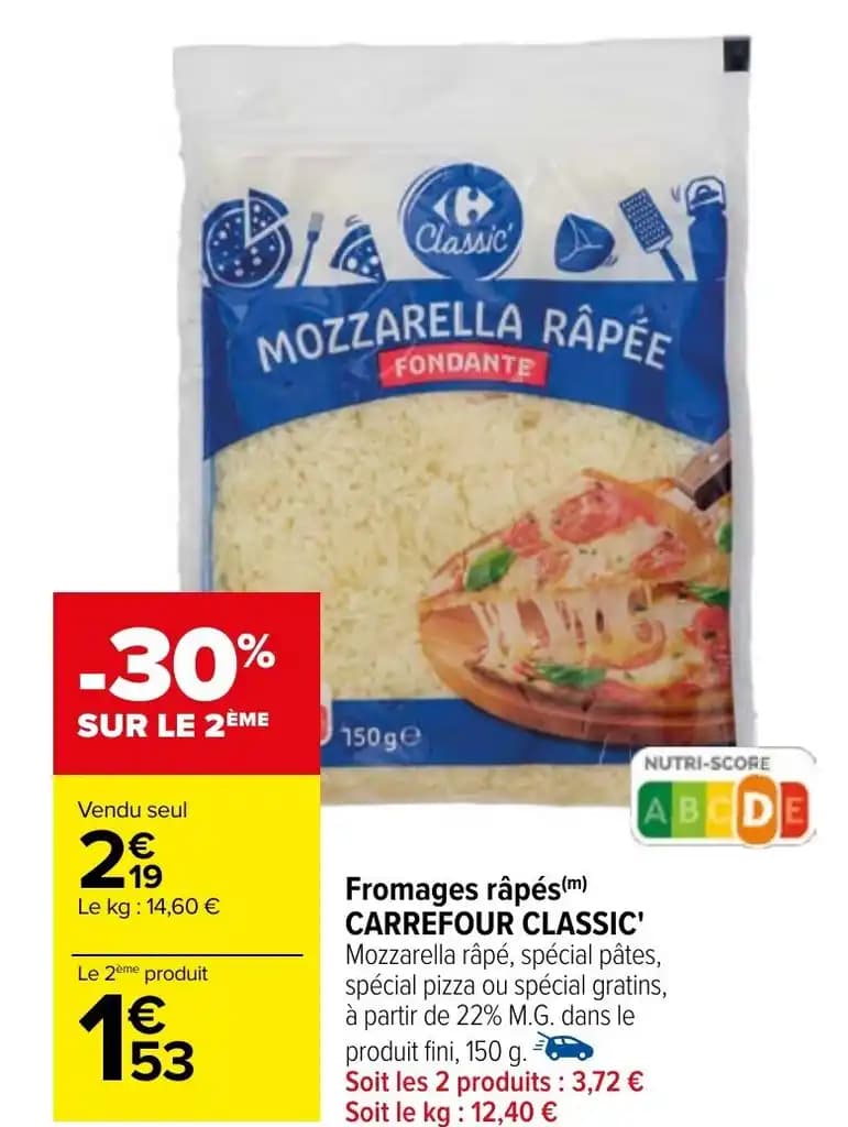 Fromages râpés(m) CARREFOUR CLASSIC