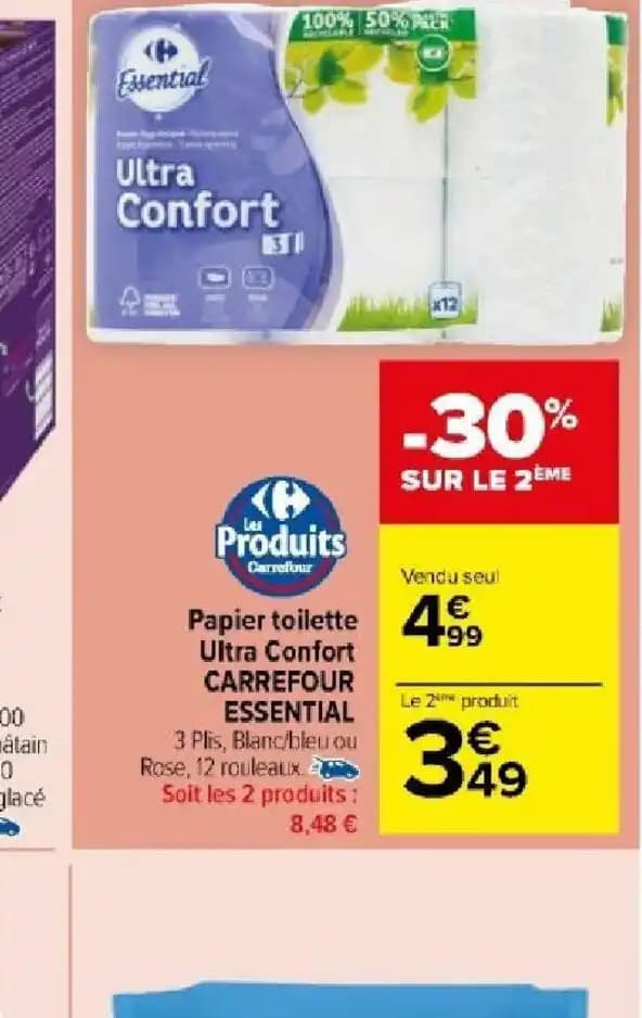 Papier toilette Ultra Confort CARREFOUR ESSENTIAL
