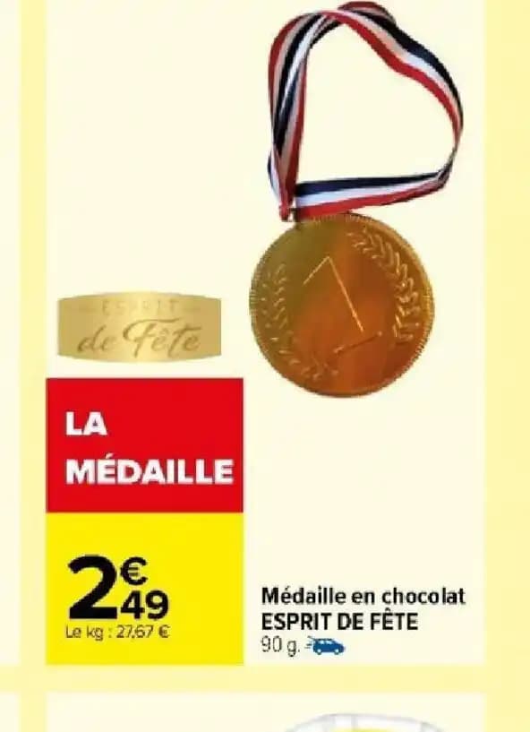 Médaille en chocolat ESPRIT DE FÊTE