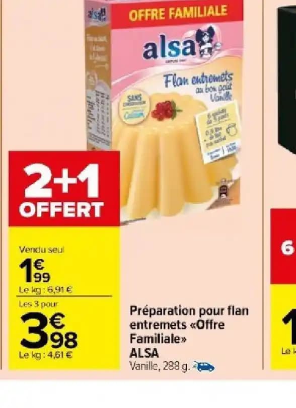Préparation pour flan entremets Offre Familiale ALSA