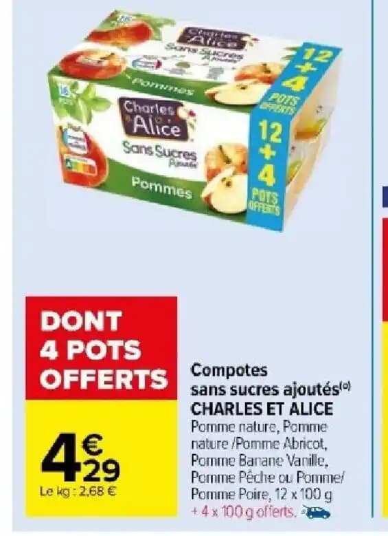 Compotes sans sucres ajoutés() CHARLES ET ALICE