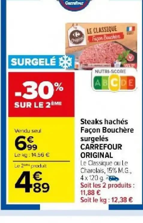 Steaks hachés Façon Bouchère surgelés CARREFOUR ORIGINAL