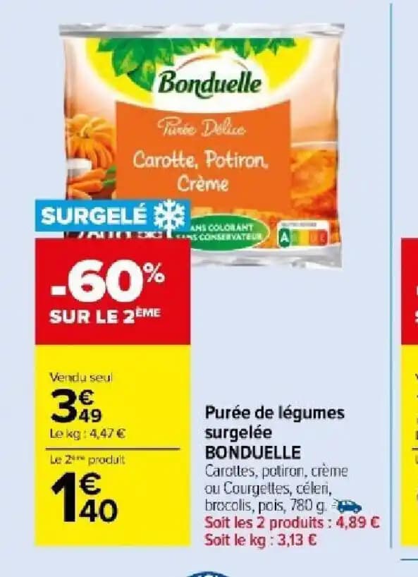 Purée de légumes surgelée BONDUELLE