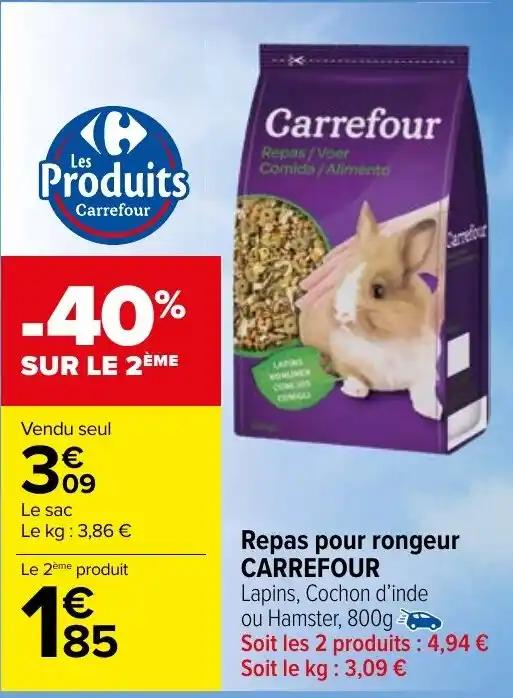 Repas pour rongeur CARREFOUR Lapins, Cochon d'inde ou Hamster, 800g