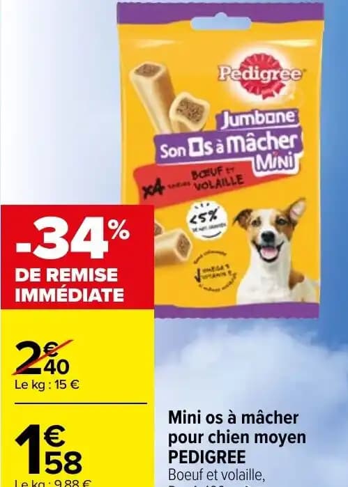 Mini os à mâcher pour chien moyen PEDIGREE