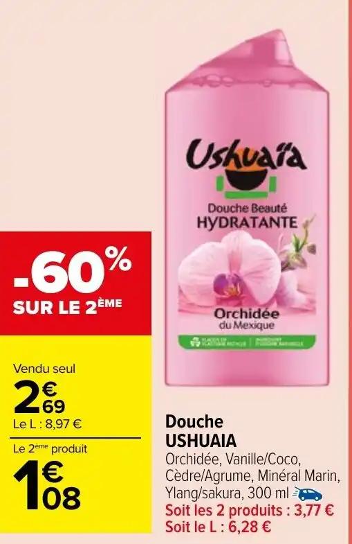 Douche USHUAIA Orchidée, Vanille/Coco, Cèdre/Agrume, Minéral Marin, Ylang/sakura, 300 ml