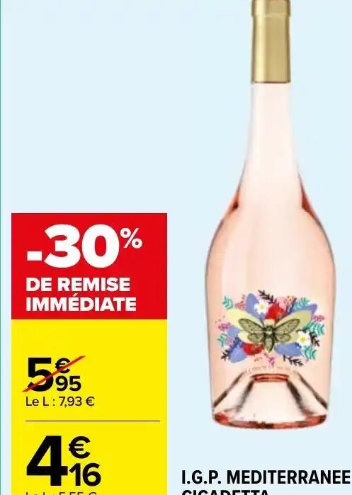 I.G.P. MEDITERRANEE CICADETTA Rosé ou Blanc, 75 cl