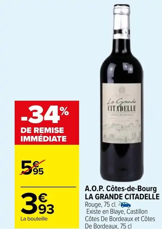 A.O.P. Côtes-de-Bourg LA GRANDE CITADELLE Rouge, 75 cl.