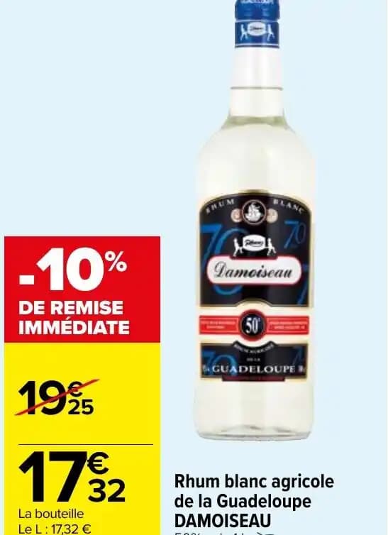 Rhum blanc agricole de la Guadeloupe DAMOISEAU