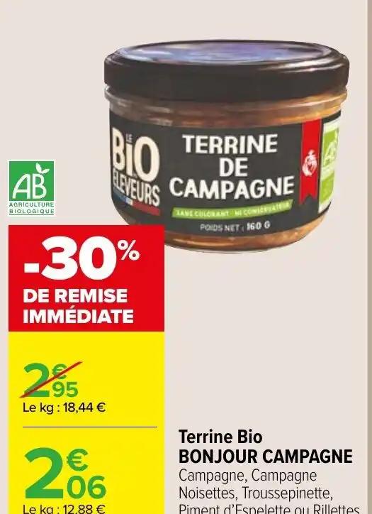 Terrine Bio BONJOUR CAMPAGNE