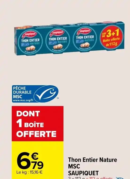 Thon Entier Nature MSC SAUPIQUET