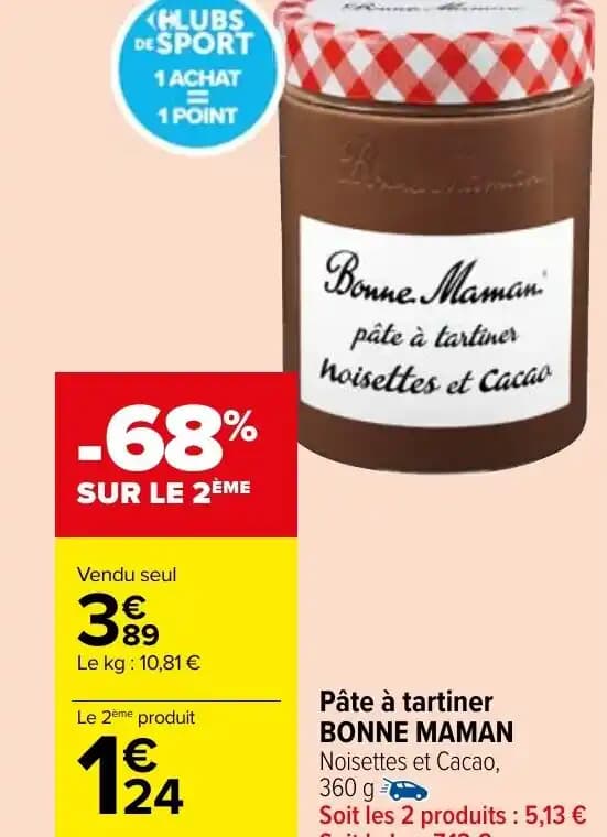 Pâte à tartiner BONNE MAMAN Noisettes