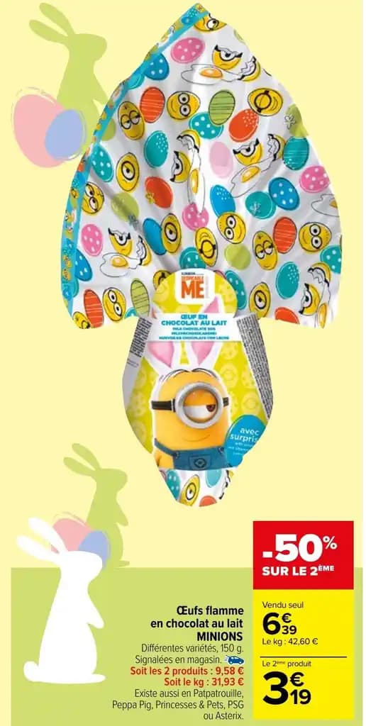 Œufs flamme en chocolat au lait MINIONS