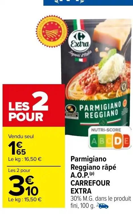 Parmigiano Reggiano râpé A.O.P.(P) CARREFOUR