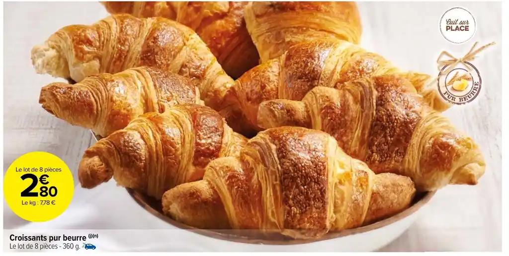 Croissants pur beurre (i)(n) Le lot de 8 pièces - 360 g.