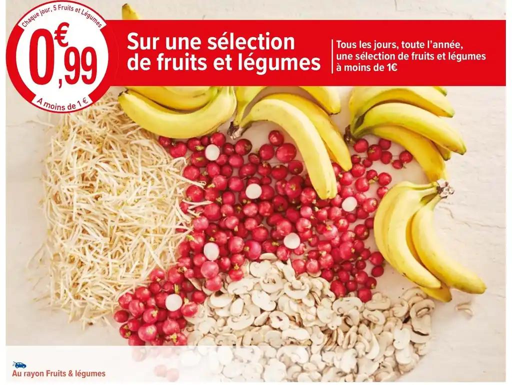 Sur une sélection de fruits et légumes