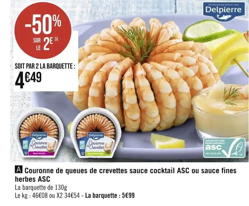 Delpierre Couronne de queues de crevettes sauce cocktail ASC ou sauce fines herbes ASC