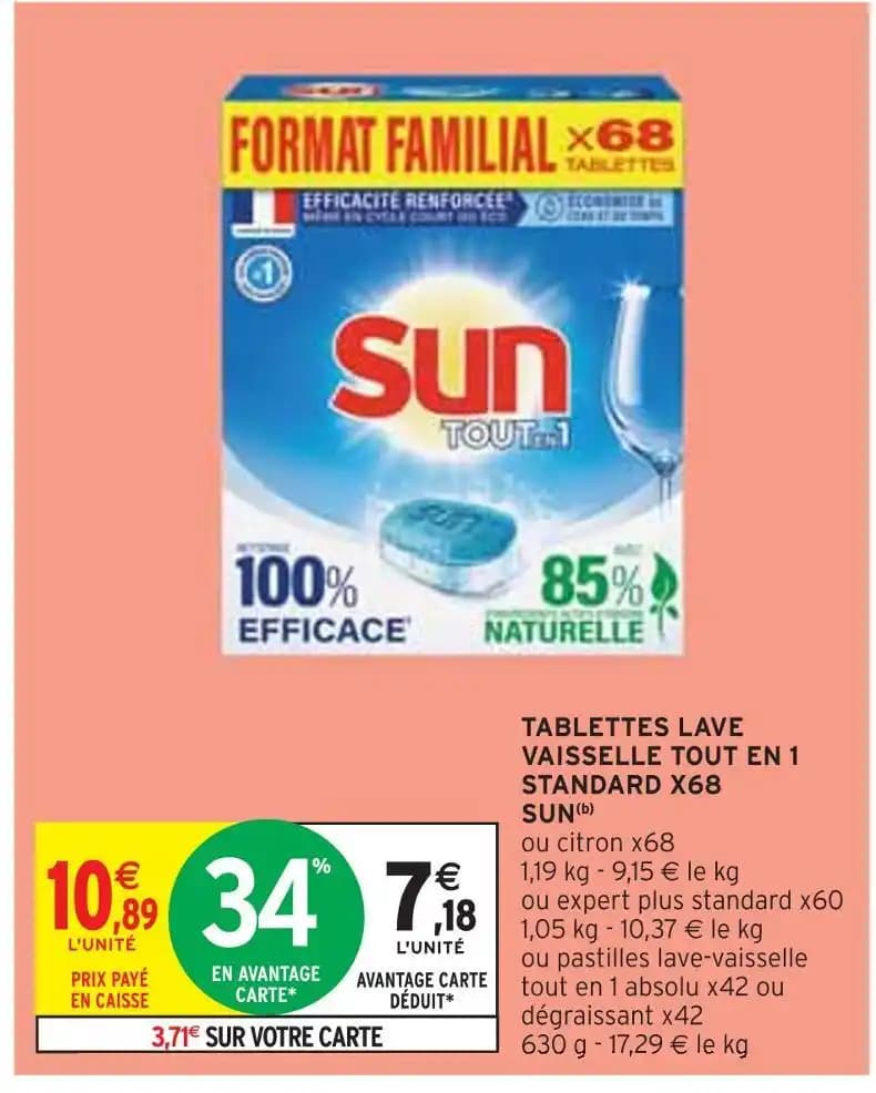 SUN TABLETTES LAVE VAISSELLE TOUT EN 1 STANDARD X68(b)