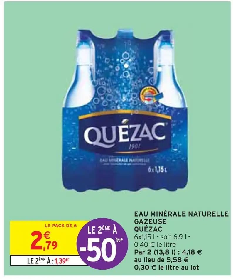 QUÉZAC EAU MINÉRALE NATURELLE GAZEUSE
