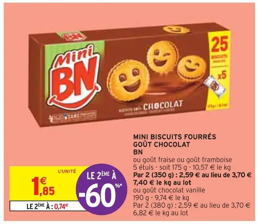 BN MINI BISCUITS FOURRÉS GOÛT CHOCOLAT
