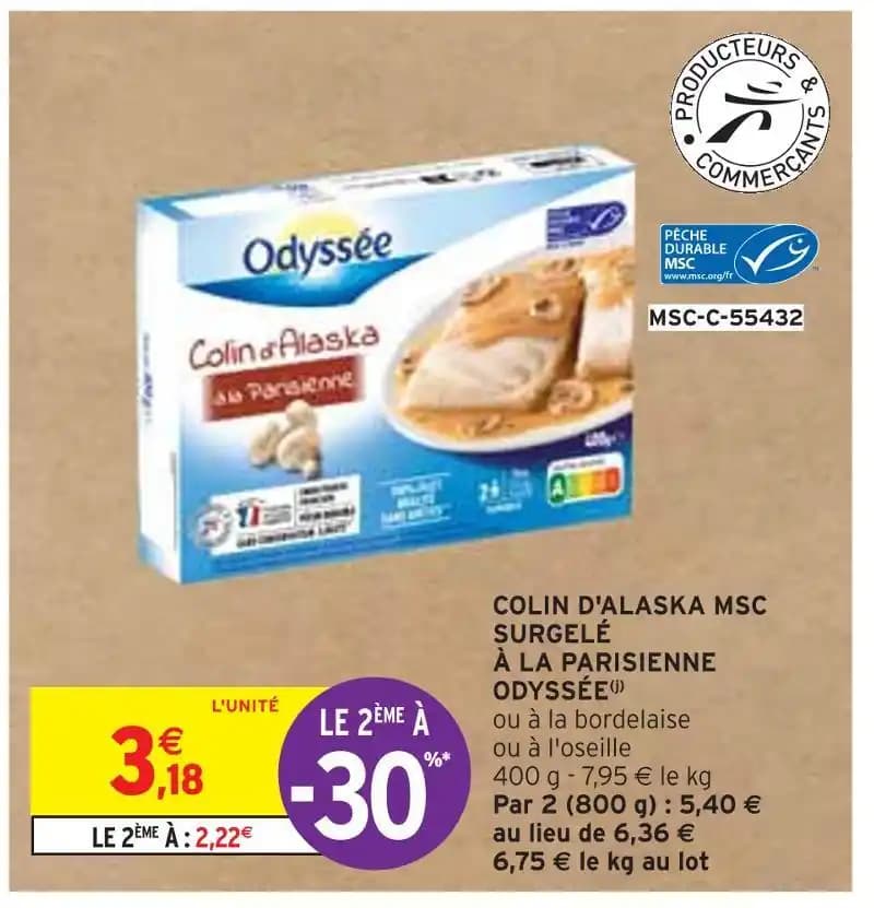 ODYSSÉE COLIN D'ALASKA MSC SURGELÉ À LA PARISIENNE