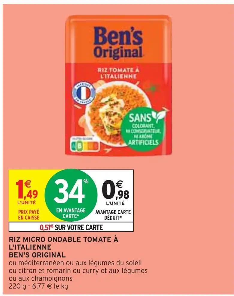 BEN'S ORIGINAL RIZ MICRO ONDABLE TOMATE À L'ITALIENNE