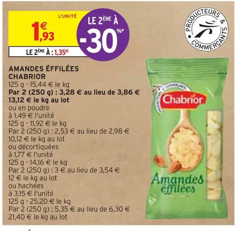 CHABRIOR AMANDES ÉFFILÉES