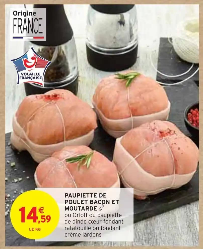 PAUPIETTE DE POULET BACON ET MOUTARDE