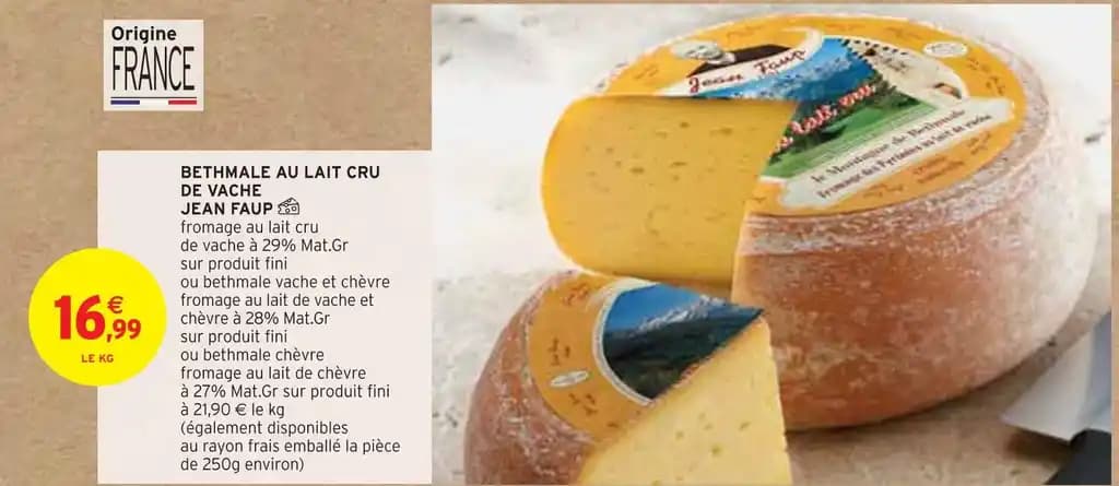 JEAN FAUP BETHMALE AU LAIT CRU DE VACHE