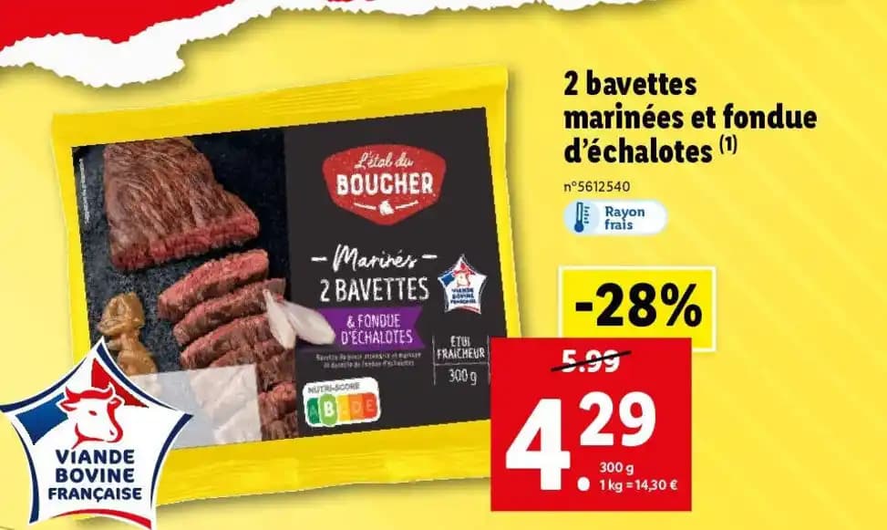 2 bavettes marinées et fondue d'échalotes (¹)