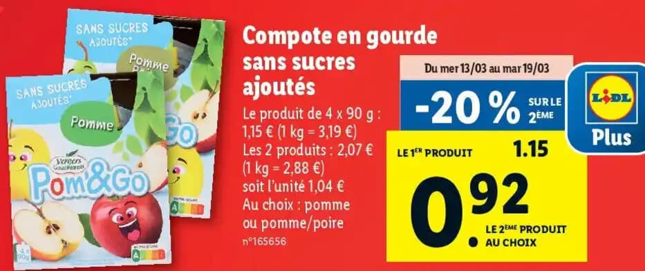 Compote en gourde sans sucres ajoutés