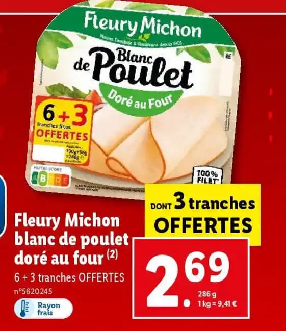 Fleury Michon blanc de poulet doré au four (²)