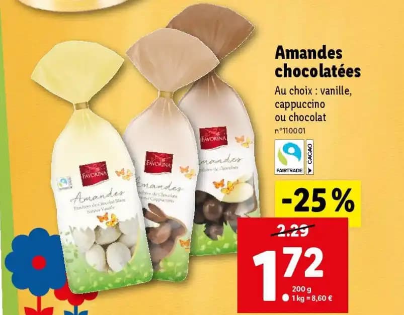 Amandes chocolatées Au choix : vanille, cappuccino ou chocolat