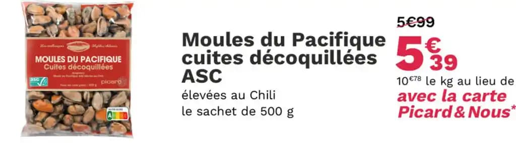 Moules Pacifique cuites décoquillées ASC