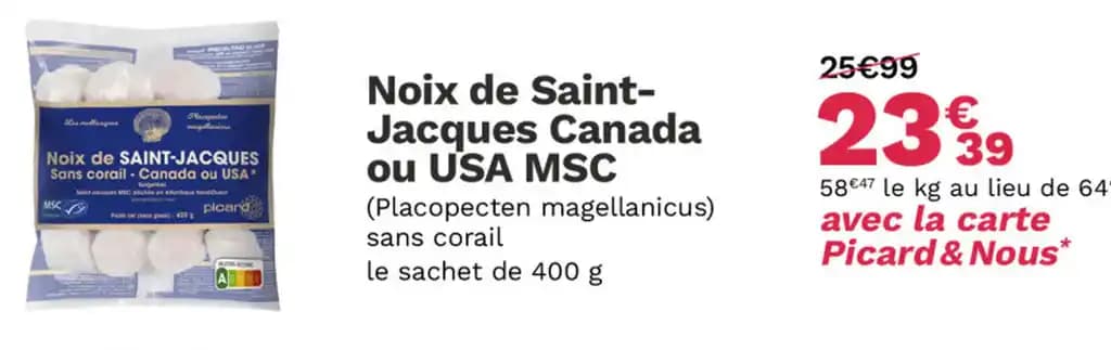 Noix de Saint-Jacques Canada ou USA MSC