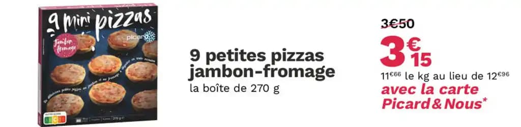 9 petites pizzas jambon-fromage