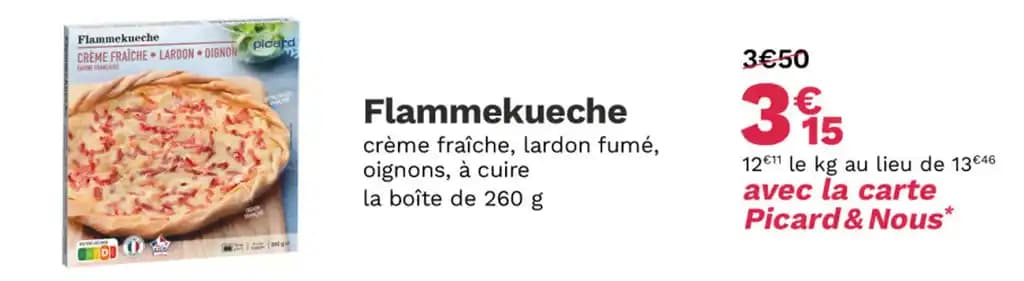 Flammekueche crème fraîche, lardon fumé, oignons, à cuire